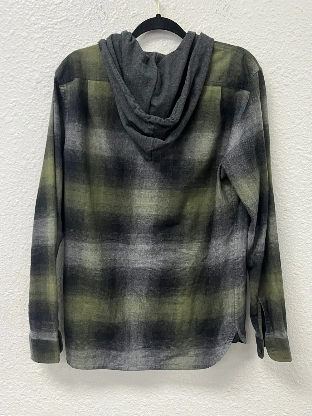 Vince Olive and Gray Plaid Hooded Shirt Jacket #1223